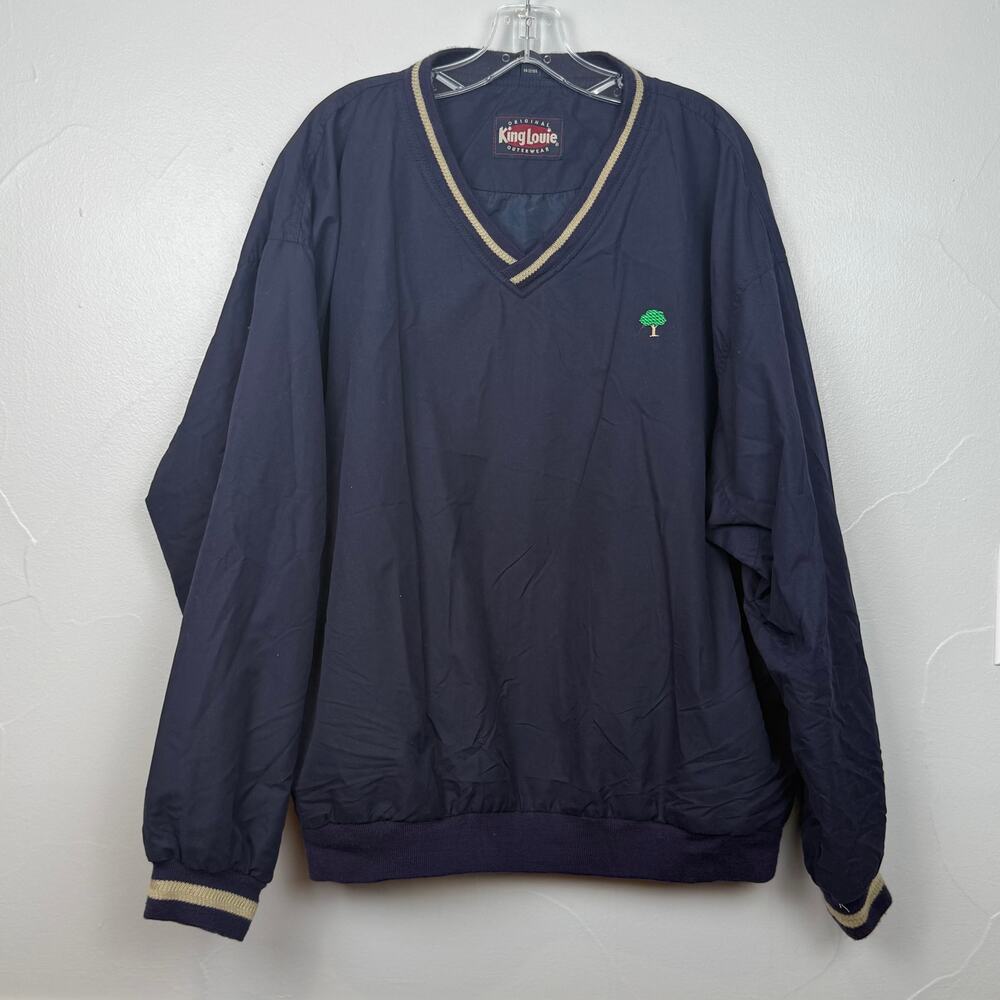 Vintage King Louie Windbreaker Pullover XL Navy Tree Logo 90s Outerwear